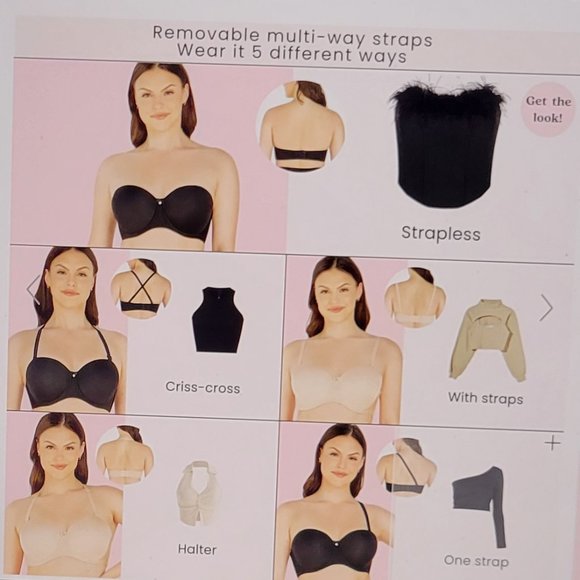 Parfait Berry Perry nude-bare strapless padded bra. Sz: 34C - Picture 7 of 7